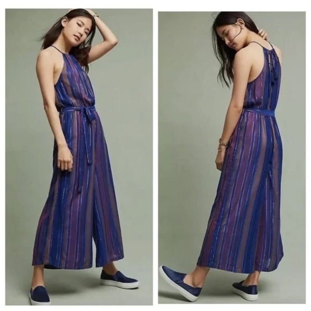 Cleobella for Anthropologie Blue & Purple Knit‎ Halter Jumpsuit – Size 8